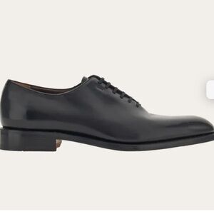 FERRAGAMO Tramezza Oxford shoes Sz 9.5 black leather lace up men’s dress